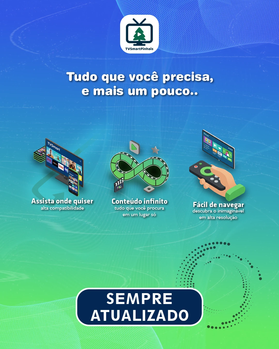 Benefícios organizados em uma peça da série · Direção de arte e composição com elementos assistidos por IA.