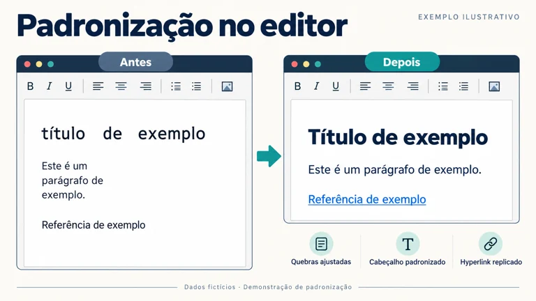 Reconstrução ilustrativa: Padronização no editor